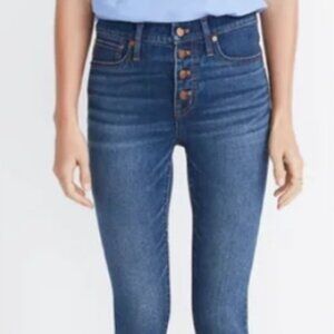 Madewell High Rise Ankle Button-Fly Blue Skinny Jeans Size 25